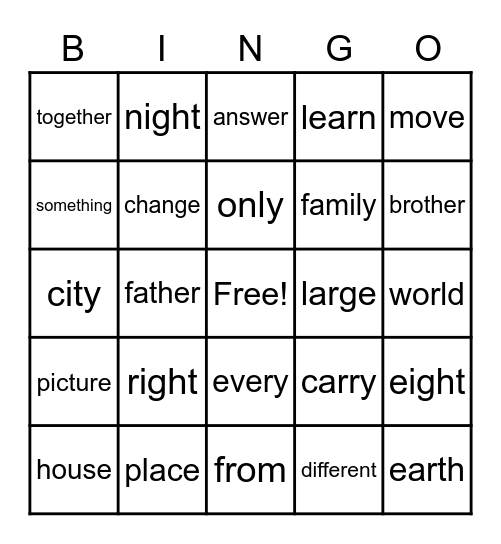 Trick Words :  unit 6 - unit 9 Bingo Card