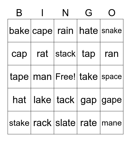 LLI Lesson 65 Bingo Card