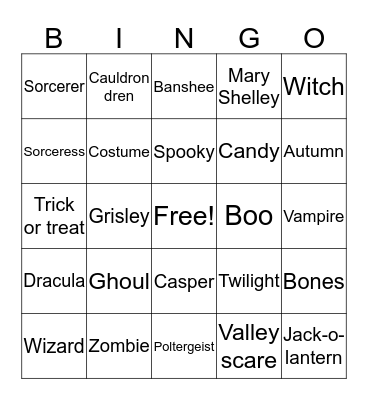 Halloween Bingo Card