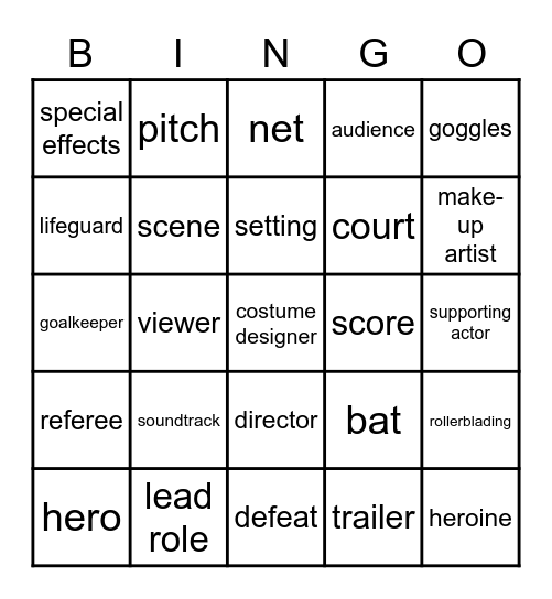 Sport and Films Bingo Card