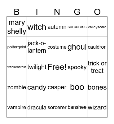 halloween rachel Bingo Card