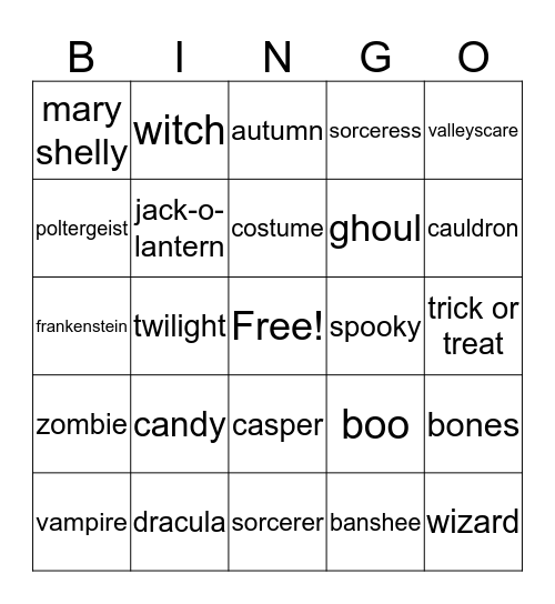 halloween rachel Bingo Card