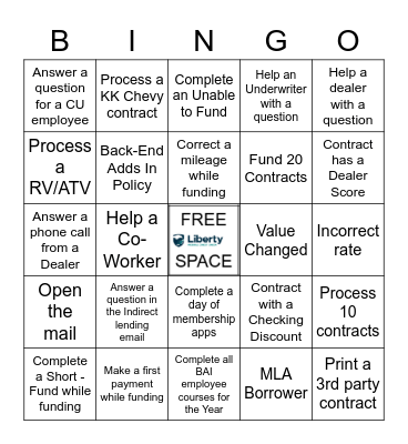 Indirect Processing Bingo Card
