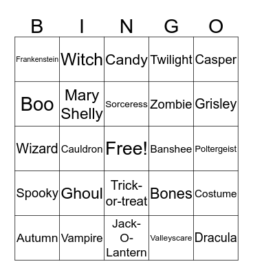 Halloween Madi Vance Bingo Card