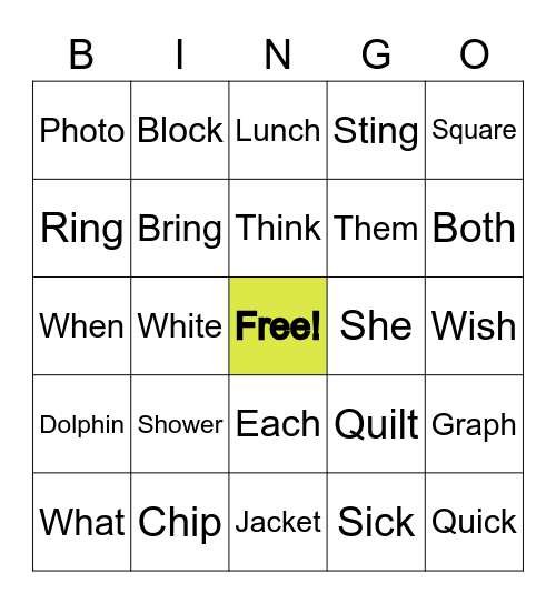 Digraphs! Bingo Card