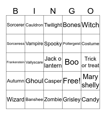 Halloween sam Bingo Card