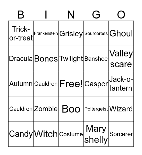 Halloween- Lanette tree  Bingo Card