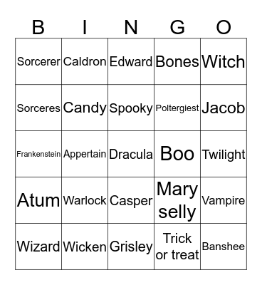 Hunter Bingo Card