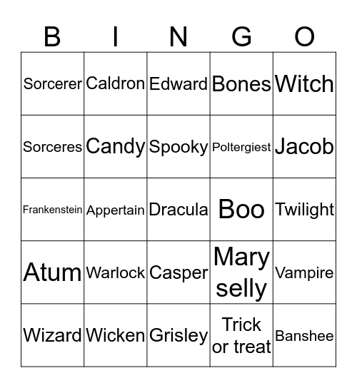 Hunter Bingo Card