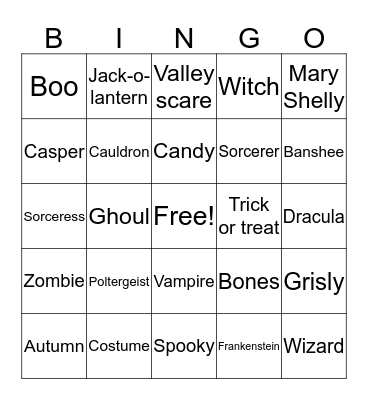 Halloween - maddie Bingo Card