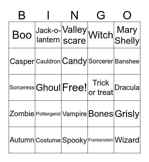 Halloween - maddie Bingo Card