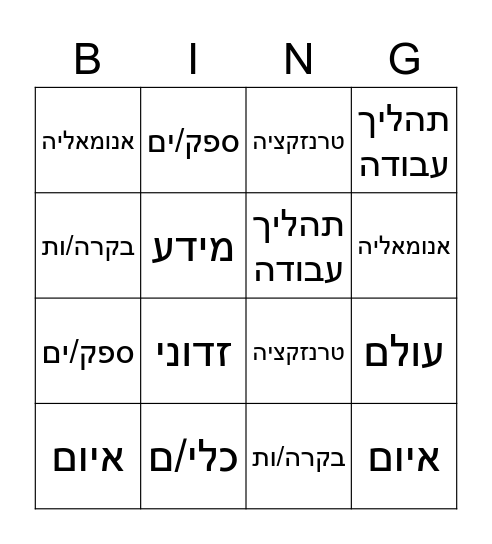 סייבר בינגו Bingo Card