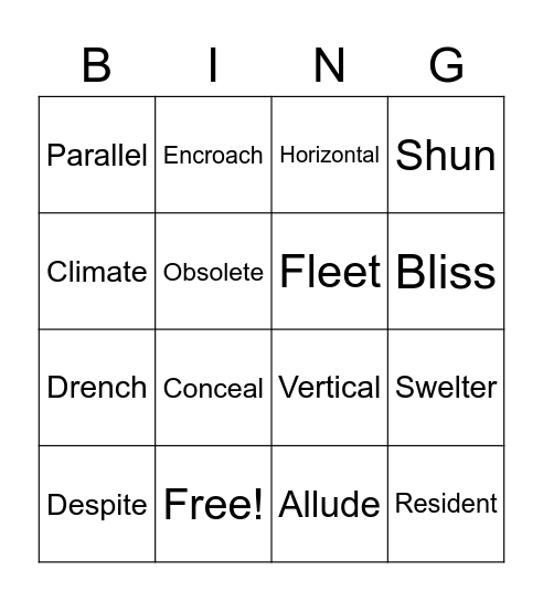 6 SAT Voc Unit 2-3 Bingo Card