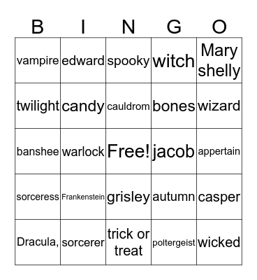 zombie bingo Card