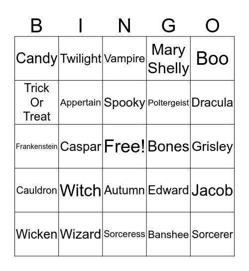 Halloween  Bingo Card