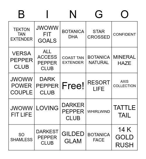 50% OFF LOTIONS Bingo Card