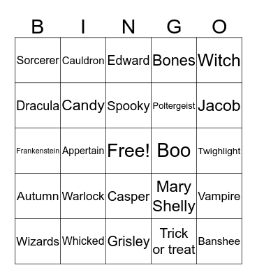 Halloween heads Bingo Card