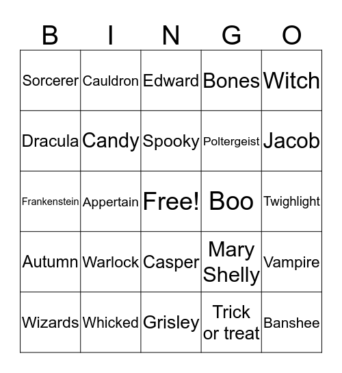 Halloween heads Bingo Card