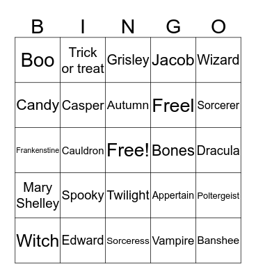 Halloween  Bingo Card