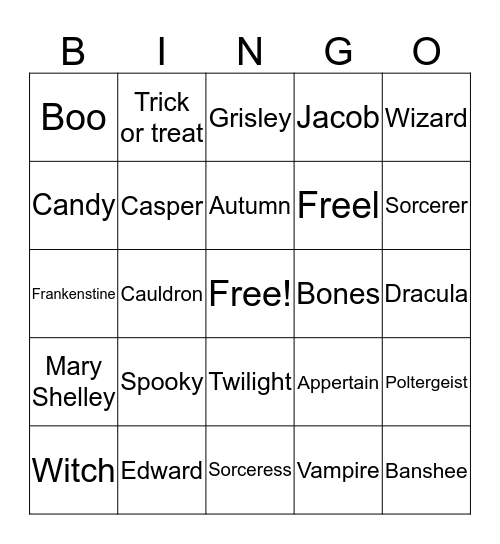 Halloween  Bingo Card