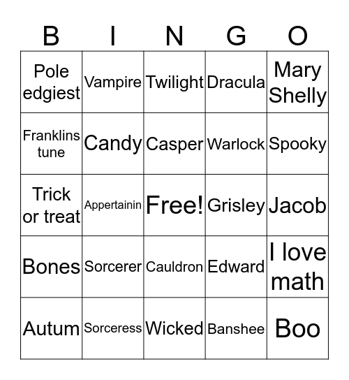 Halloween Riley  Bingo Card