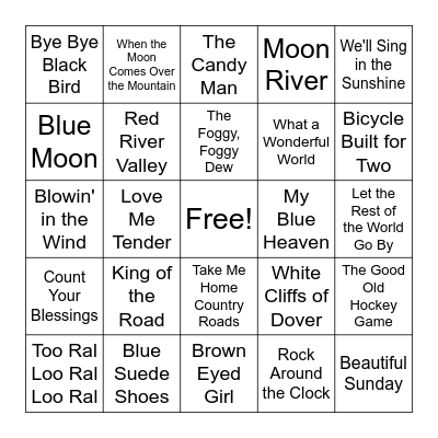 Musical Bingo Card