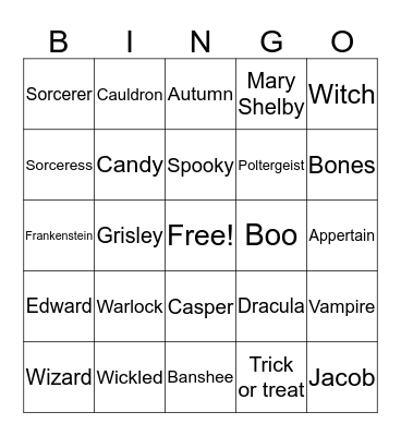 Pumpkin Bingo Card