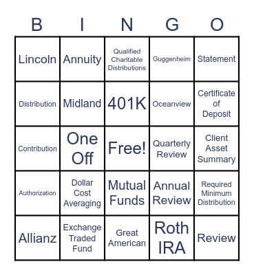 Retirement & Legacy Planning Bingo Card