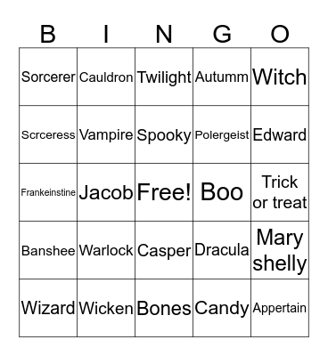 Holloween tyler k Bingo Card