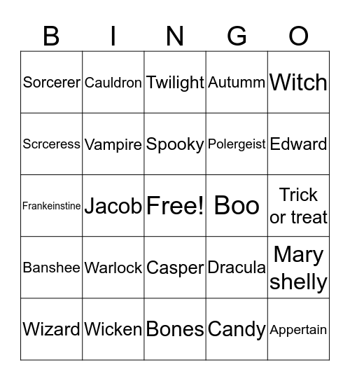 Holloween tyler k Bingo Card
