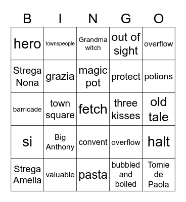 Strega Nona Bingo Card