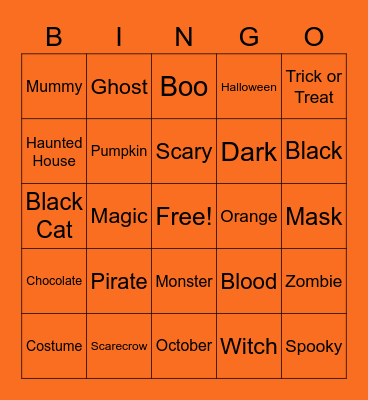 Halloween Bingo Card