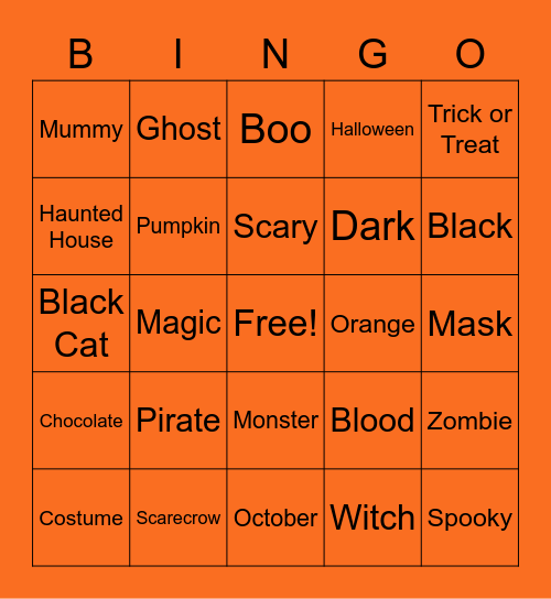 Halloween Bingo Card