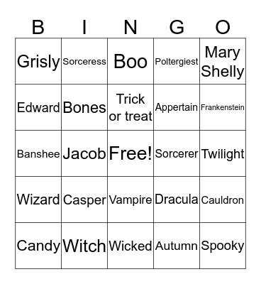 Halloween Bingo Card