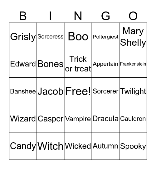 Halloween Bingo Card