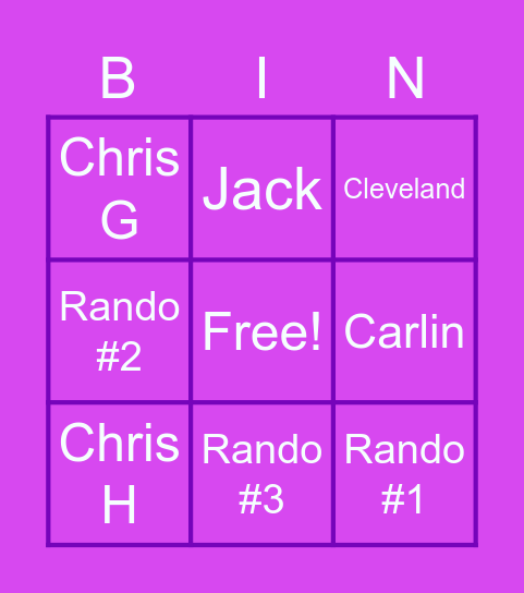 Men's ERG Attendees Bingo Card