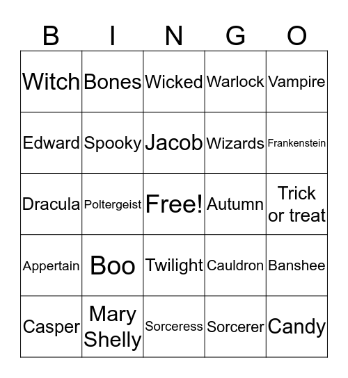Halloween-Anna Fier Bingo Card