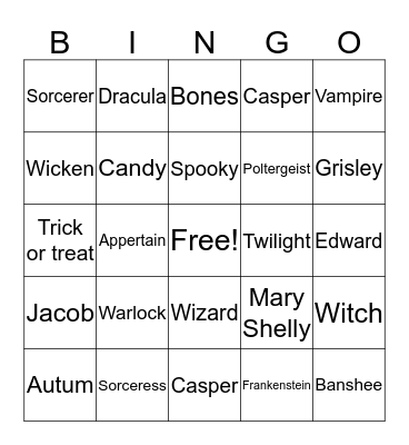 Halloween- Sydney Bingo Card