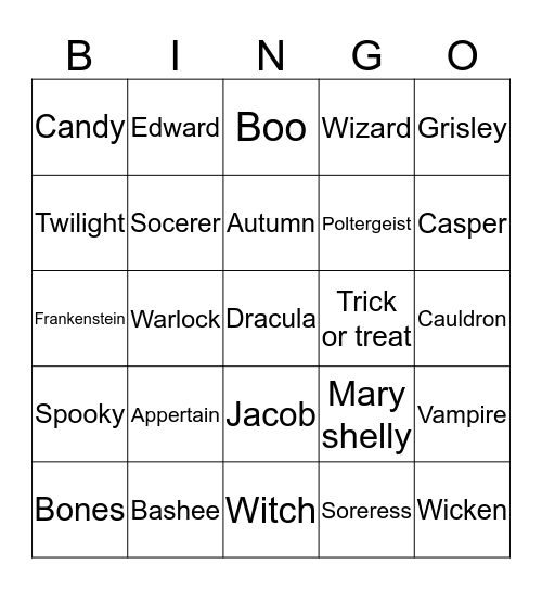 Halloween joey  Bingo Card