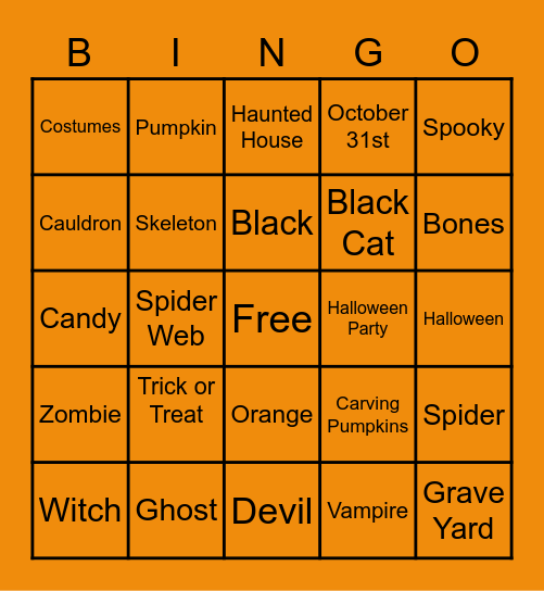 Happy Halloween Bingo Card