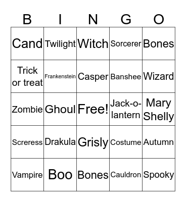 Halloween Trey  Bingo Card