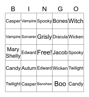 Halloween  Bingo Card