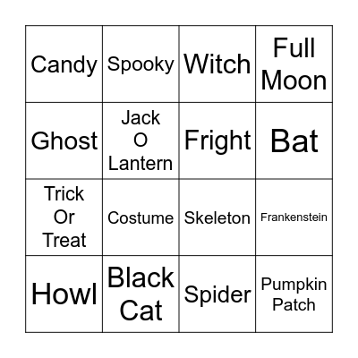 Halloween Bingo Card
