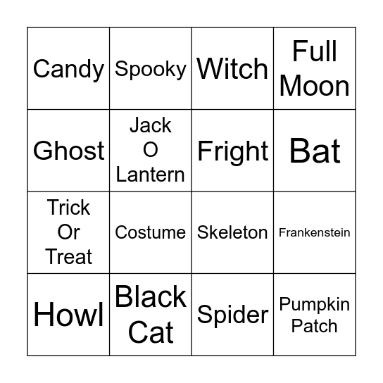 Halloween Bingo Card