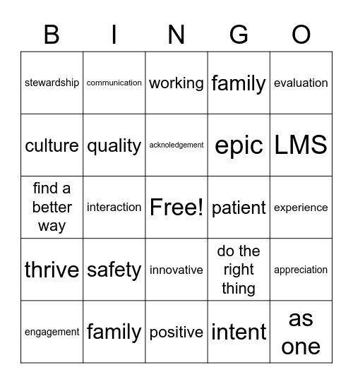 Employee Engagement Activity Bingo Card