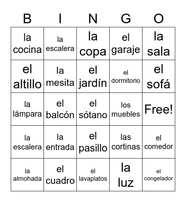 Leción 12: La vivienda Bingo Card