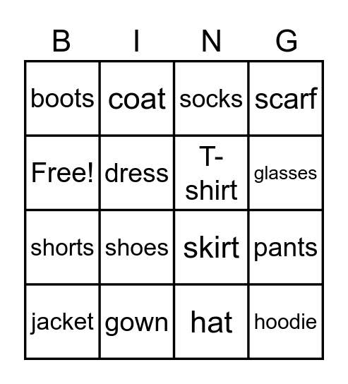 Put on your ________ . Bingo Card