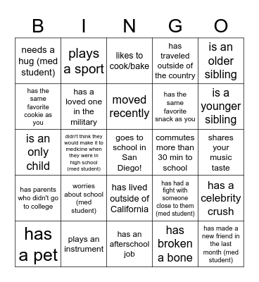 Find someone who... Bingo Card