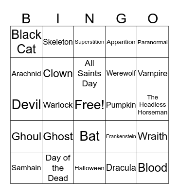 Halloween Bingo Card