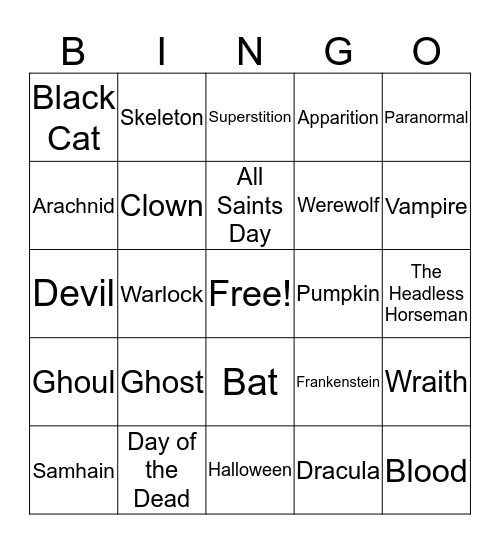 Halloween Bingo Card